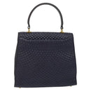 BALLY Hand Bag Leather 2way Navy Gold Auth 120604-2