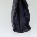 BALLY Hand Bag Leather 2way Navy Gold Auth 120604-3