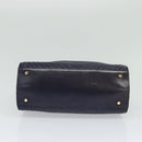 BALLY Hand Bag Leather 2way Navy Gold Auth 120604-5
