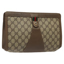GUCCI GG Supreme Web Sherry Line Clutch Bag PVC Beige Red 89 01 033 Auth 120609-1