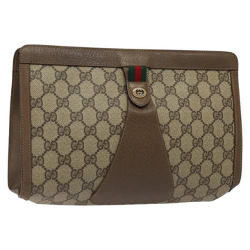 GUCCI GG Supreme Web Sherry Line Clutch Bag PVC Beige Red 89 01 033 Auth 120609