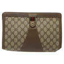 GUCCI GG Supreme Web Sherry Line Clutch Bag PVC Beige Red 89 01 033 Auth 120609-13