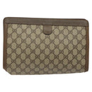 GUCCI GG Supreme Web Sherry Line Clutch Bag PVC Beige Red 89 01 033 Auth 120609-2