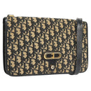 Christian Dior Trotter Canvas Shoulder Bag Navy Gold Auth 120610-1