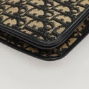 Christian Dior Trotter Canvas Shoulder Bag Navy Gold Auth 120610-14