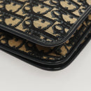 Christian Dior Trotter Canvas Shoulder Bag Navy Gold Auth 120610-16