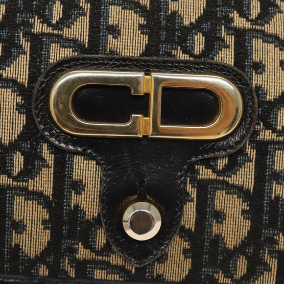 Christian Dior Trotter Canvas Shoulder Bag Navy Gold Auth 120610