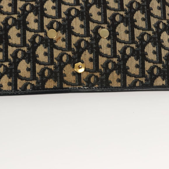 Christian Dior Trotter Canvas Shoulder Bag Navy Gold Auth 120610