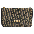 Christian Dior Trotter Canvas Shoulder Bag Navy Gold Auth 120610-13