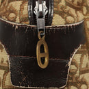 Christian Dior Trotter Canvas Hand Bag Brown Gold Auth 120616-11