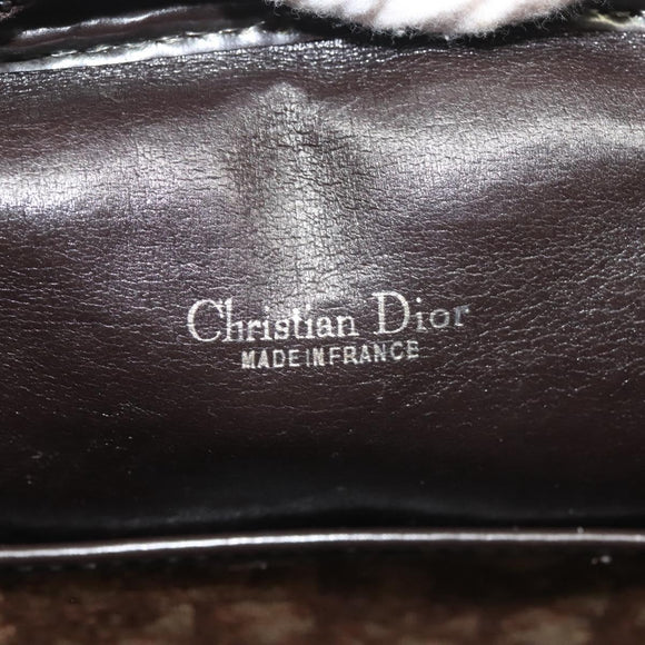 Christian Dior Trotter Canvas Hand Bag Brown Gold Auth 120616