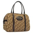 Christian Dior Trotter Canvas Hand Bag Brown Gold Auth 120616-1