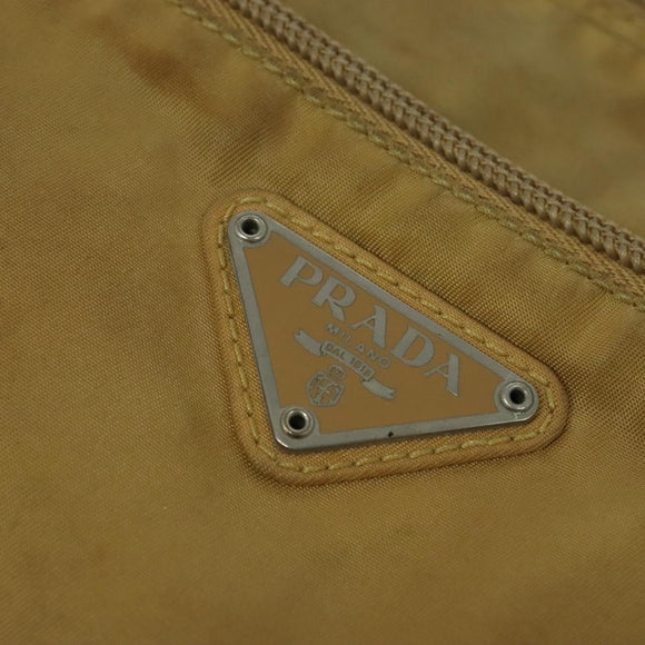 PRADA Shoulder Bag Nylon Beige Silver Auth 120621