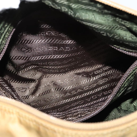 PRADA Shoulder Bag Nylon Beige Silver Auth 120621