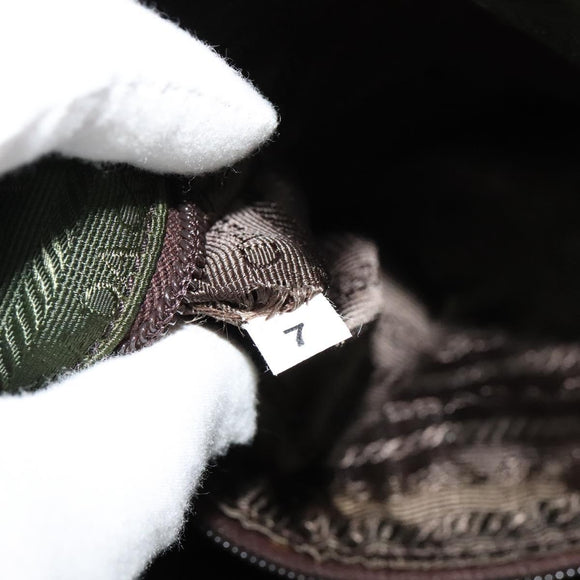 PRADA Shoulder Bag Nylon Beige Silver Auth 120621