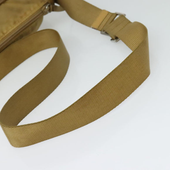 PRADA Shoulder Bag Nylon Beige Silver Auth 120621