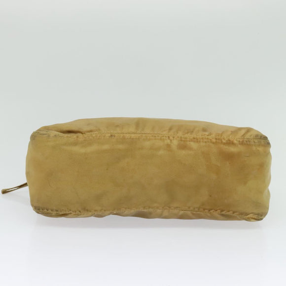 PRADA Shoulder Bag Nylon Beige Silver Auth 120621