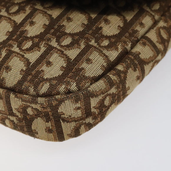 Christian Dior Trotter Canvas Shoulder Bag Brown Gold Auth 120625