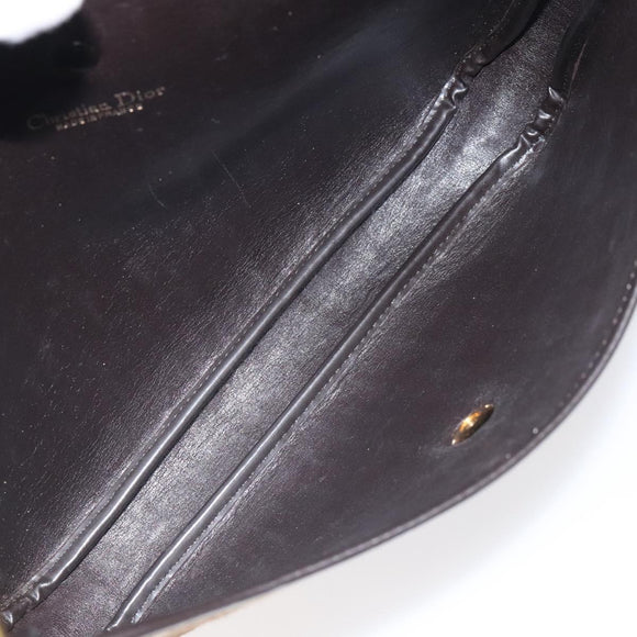 Christian Dior Trotter Canvas Shoulder Bag Brown Gold Auth 120625