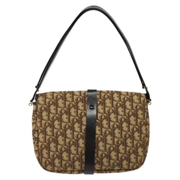 Christian Dior Trotter Canvas Shoulder Bag Brown Gold Auth 120625 - 0