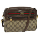 GUCCI GG Supreme Web Sherry Line Shoulder Bag PVC Beige Gold Auth 120628-1