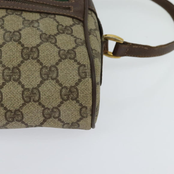 GUCCI GG Supreme Web Sherry Line Shoulder Bag PVC Beige Gold Auth 120628