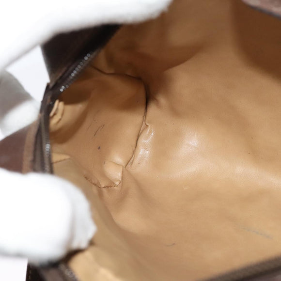 GUCCI GG Supreme Web Sherry Line Shoulder Bag PVC Beige Gold Auth 120628