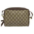 GUCCI GG Supreme Web Sherry Line Shoulder Bag PVC Beige Gold Auth 120628-2