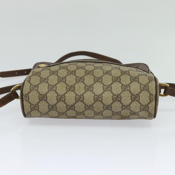 GUCCI GG Supreme Web Sherry Line Shoulder Bag PVC Beige Gold Auth 120628