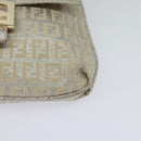 FENDI Zucchino Canvas Shoulder Bag Silver Gold Auth 120637-15