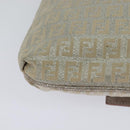 FENDI Zucchino Canvas Shoulder Bag Silver Gold Auth 120637-16