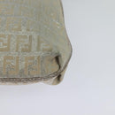 FENDI Zucchino Canvas Shoulder Bag Silver Gold Auth 120637-17