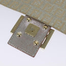 FENDI Zucchino Canvas Shoulder Bag Silver Gold Auth 120637-10