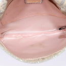 FENDI Zucchino Canvas Shoulder Bag Silver Gold Auth 120637-11