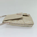 FENDI Zucchino Canvas Shoulder Bag Silver Gold Auth 120637-3