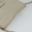 FENDI Zucchino Canvas Shoulder Bag Silver Gold Auth 120637-6