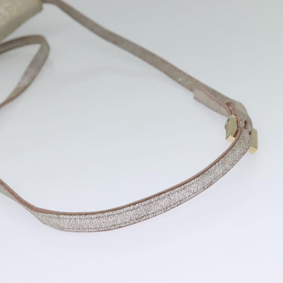 FENDI Zucchino Canvas Shoulder Bag Silver Gold Auth 120637