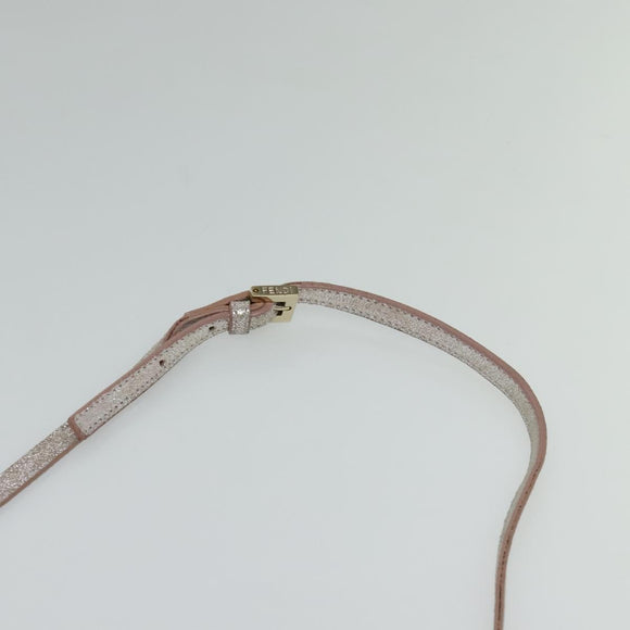 FENDI Zucchino Canvas Shoulder Bag Silver Gold Auth 120637