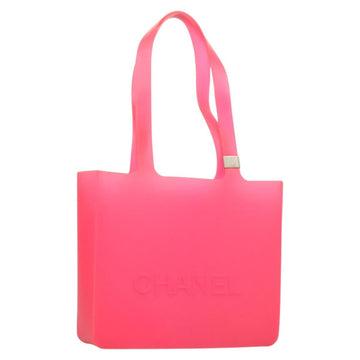CHANEL Tote Bag Rubber Pink CC Auth 120645