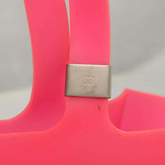 CHANEL Tote Bag Rubber Pink CC Auth 120645