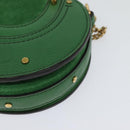 Chloe Chain Pixy Shoulder Bag Leather Green Gold Auth 120652-17