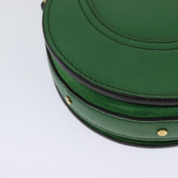 Chloe Chain Pixy Shoulder Bag Leather Green Gold Auth 120652