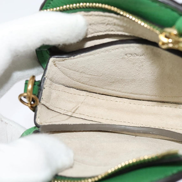 Chloe Chain Pixy Shoulder Bag Leather Green Gold Auth 120652