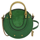 Chloe Chain Pixy Shoulder Bag Leather Green Gold Auth 120652-13
