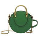 Chloe Chain Pixy Shoulder Bag Leather Green Gold Auth 120652-2