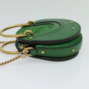 Chloe Chain Pixy Shoulder Bag Leather Green Gold Auth 120652-3