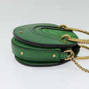 Chloe Chain Pixy Shoulder Bag Leather Green Gold Auth 120652-4