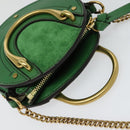 Chloe Chain Pixy Shoulder Bag Leather Green Gold Auth 120652-6
