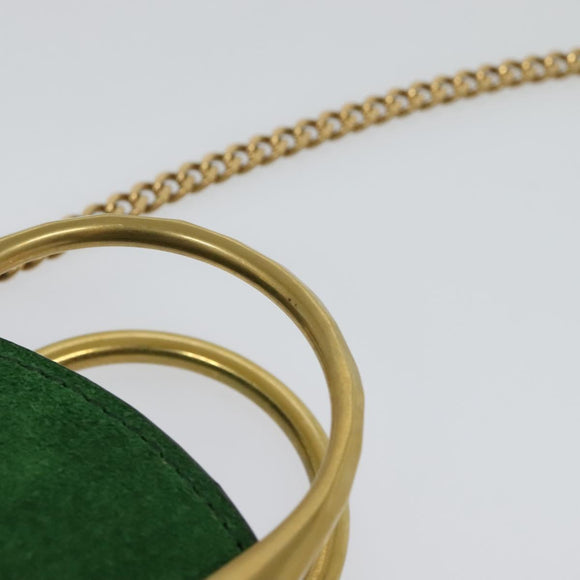 Chloe Chain Pixy Shoulder Bag Leather Green Gold Auth 120652