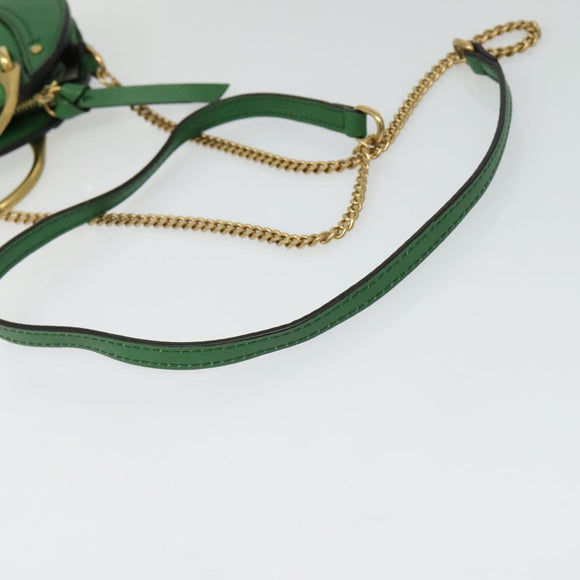 Chloe Chain Pixy Shoulder Bag Leather Green Gold Auth 120652